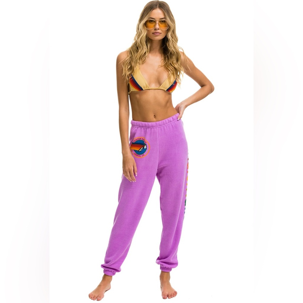 AVIATOR NATION SWEATPANTS - NEON PURPLE NWT Size S